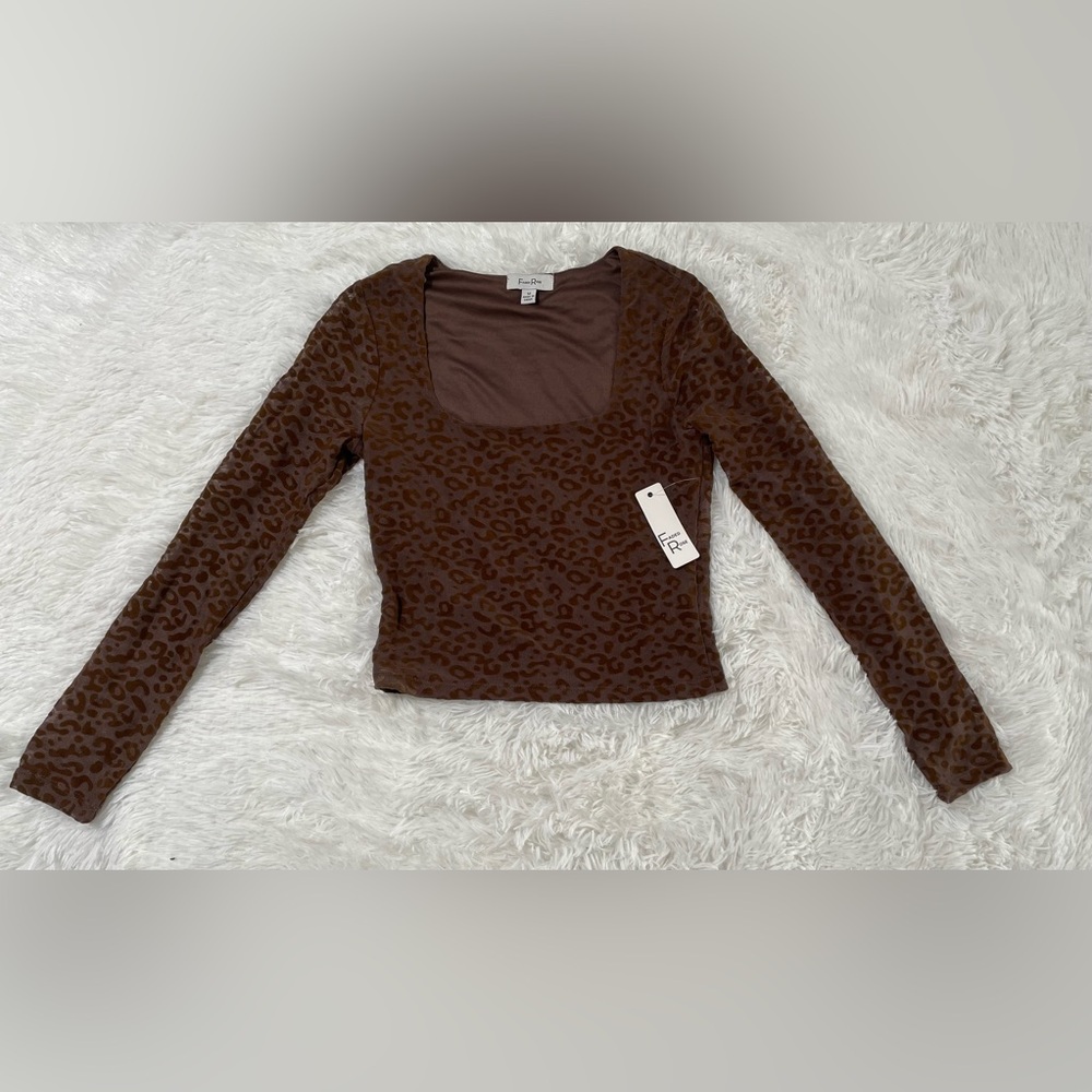 NEW Mob Wife Maximalist Glam Rock Y2K 90s Velvet Leopard Print Brown Crop Top M